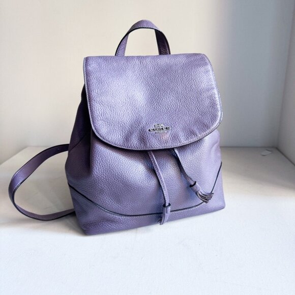 Coach Lilac Purple Pebbled Leather Backpack - Picture 1 of 9